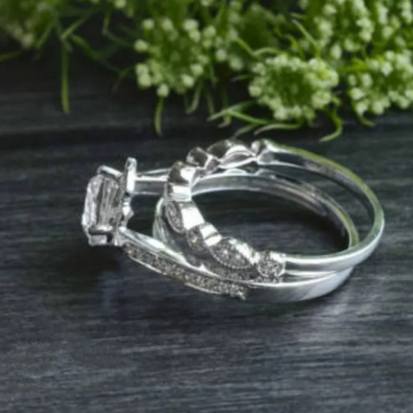 🎀925-1.5ct. Princess Double Band Diamond 💎  Ring - Picture 2 of 4